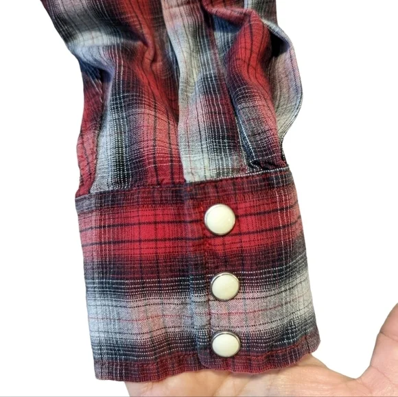 Cremieux red plaid western shirt large - Picture 5 of 8